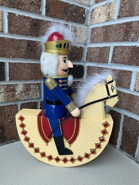 Vtg. Nutcracker Soldier (15”) on Rocking Horse by Lord & Taylor